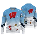 Wisconsin Badgers Sweater Personalized Winter Football Snoopy Blue White Best Selling
