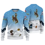 Wyoming Cowboys Sweater Custom Winter Football Snoopy Blue White Best Selling