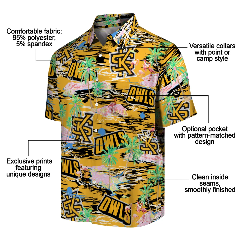 kennesaw-state-owls-hawaiian-shirt-flamingo-retreat-gold-new-arrival.webp