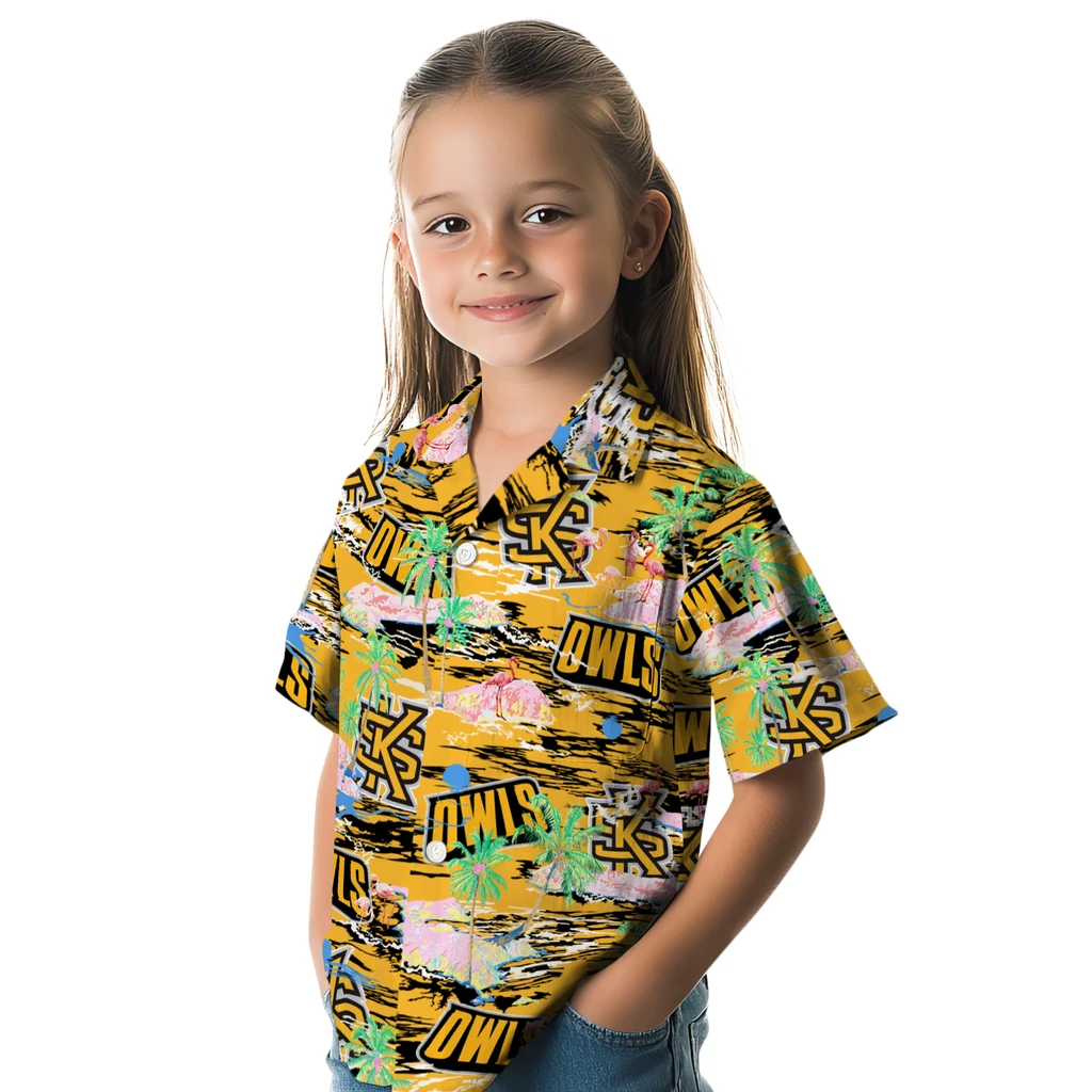 kennesaw-state-owls-hawaiian-shirt-flamingo-retreat-gold-premium-grade.webp