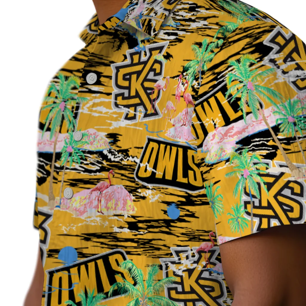 kennesaw-state-owls-hawaiian-shirt-flamingo-retreat-gold-trendy.webp